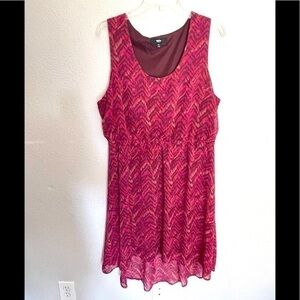 MOSSIMO pink purple zig zag print high low dress